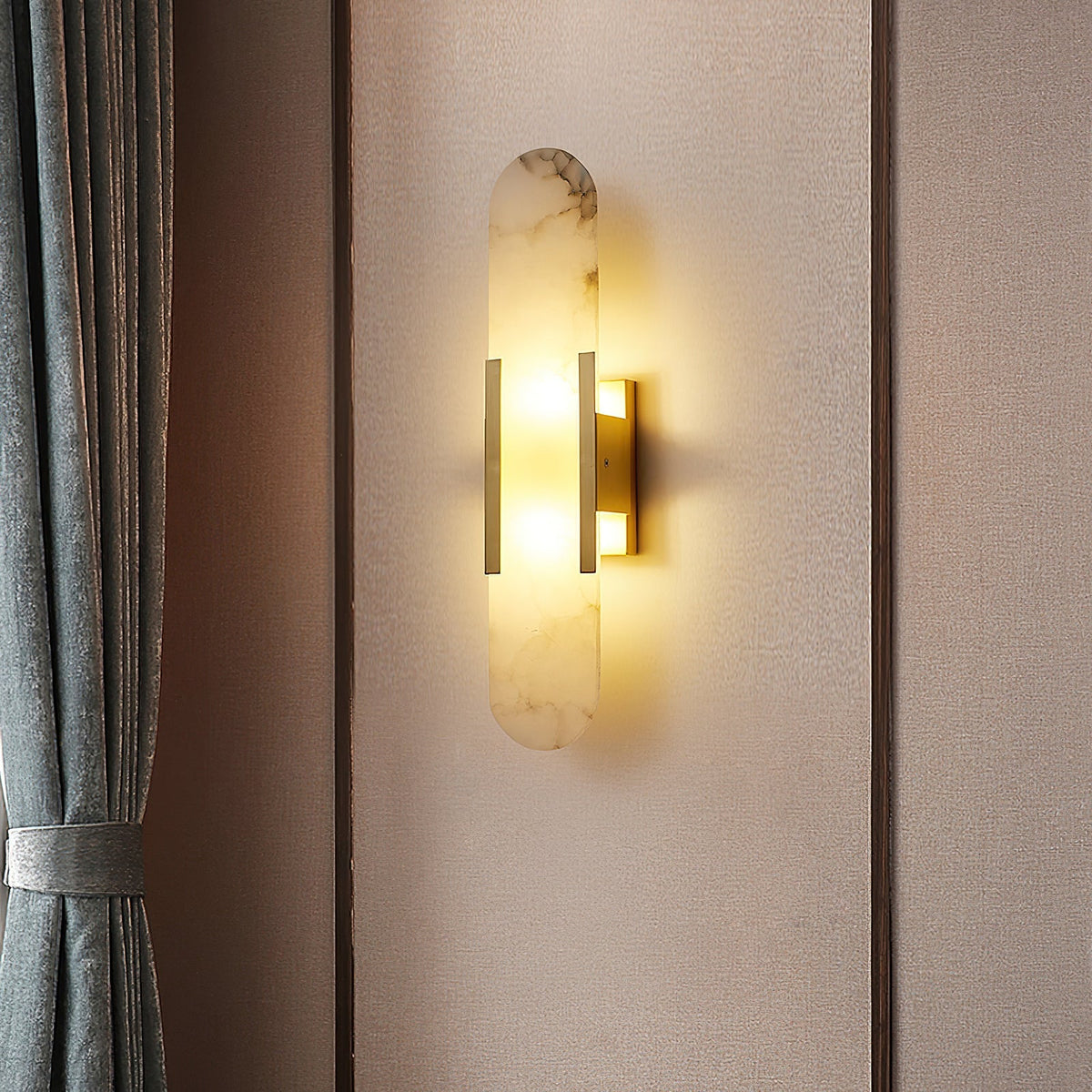 Kristy  Luxury  Elongated Alabaster Wall Lamp Copper Brass Black
