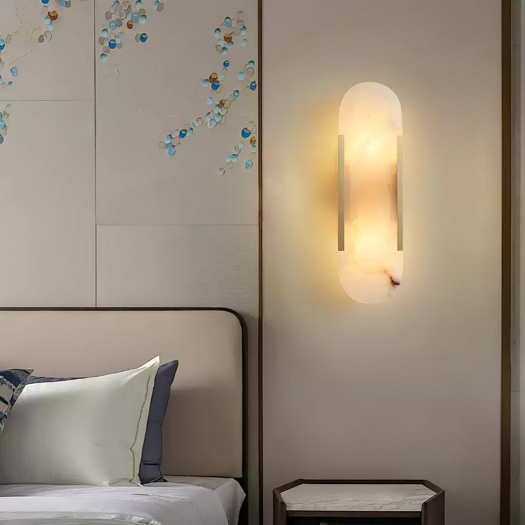 Kristy  Luxury  Elongated Alabaster Wall Lamp Copper Brass Black