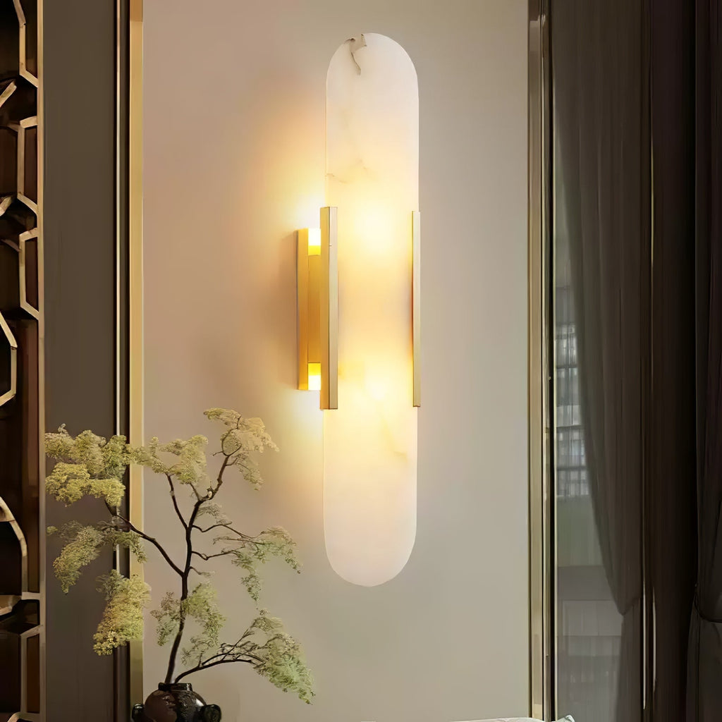Kristy  Luxury  Elongated Alabaster Wall Lamp Copper Brass Black