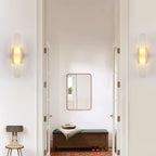 Kristy  Luxury  Elongated Alabaster Wall Lamp Copper Brass Black