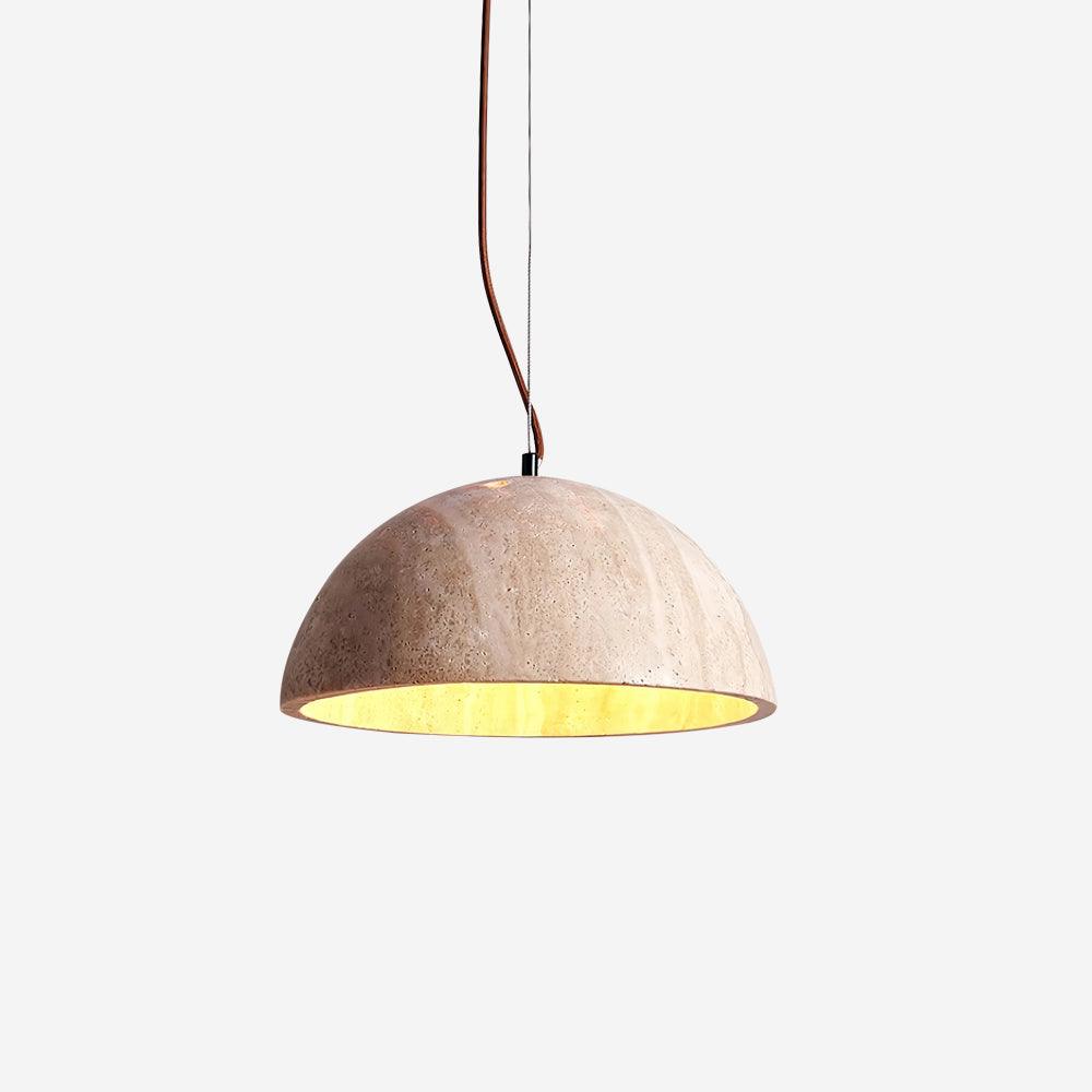 Pendant Lamp Travertine Dome Shade Industrial Chic Soft Glow
