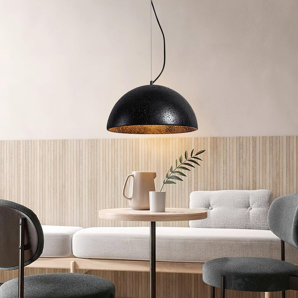 Pendant Lamp Travertine Dome Shade Industrial Chic Soft Glow