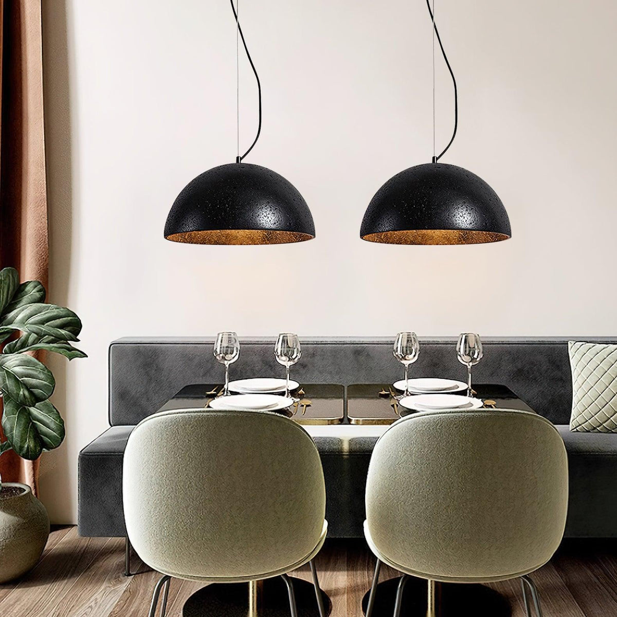 Pendant Lamp Travertine Dome Shade Industrial Chic Soft Glow
