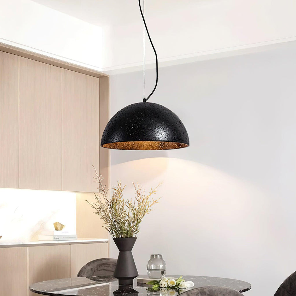 Pendant Lamp Travertine Dome Shade Industrial Chic Soft Glow