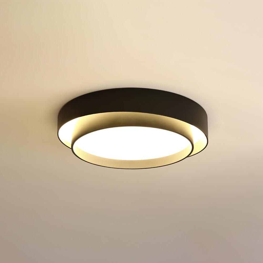 Arisha Ceiling Lamp Double Ring Gray & Black & White Cylinder Shape - Letslighting