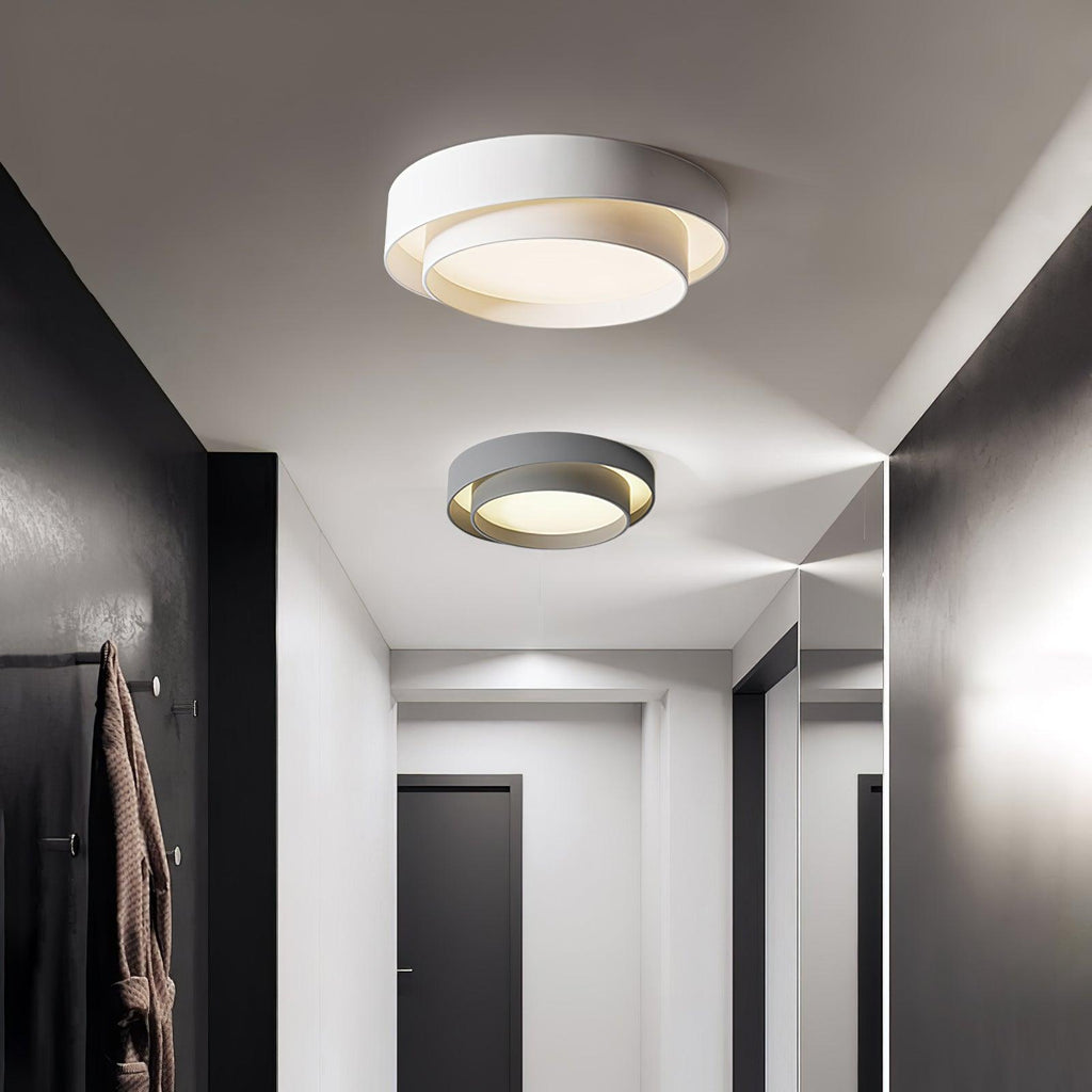 Arisha Ceiling Lamp Double Ring Gray & Black & White Cylinder Shape - image 5