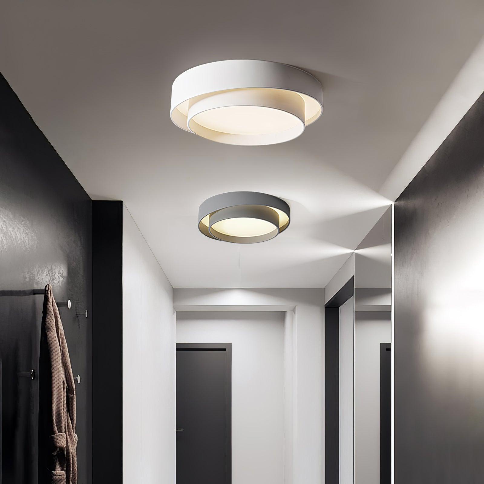Arisha Ceiling Lamp Double Ring Gray & Black & White Cylinder Shape - image 5