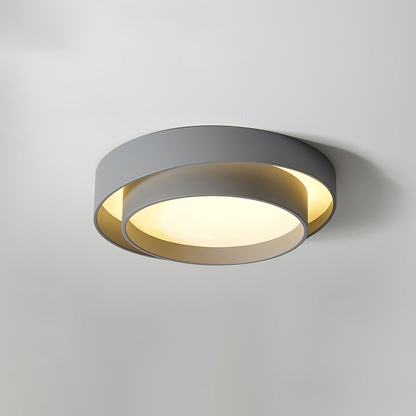 Arisha Ceiling Lamp Double Ring Gray & Black & White Cylinder Shape - Letslighting