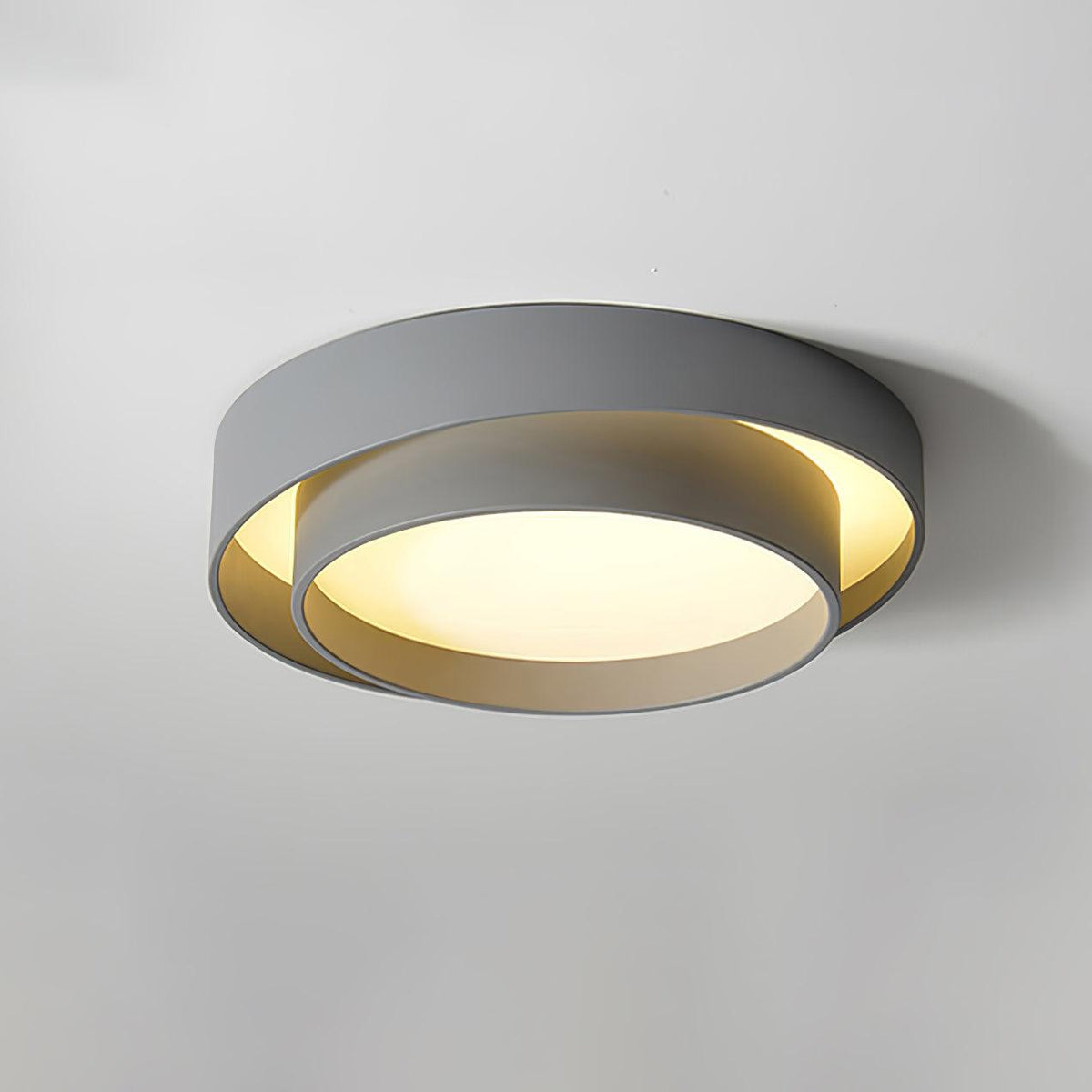 Arisha Ceiling Lamp Double Ring Gray & Black & White Cylinder Shape - Letslighting