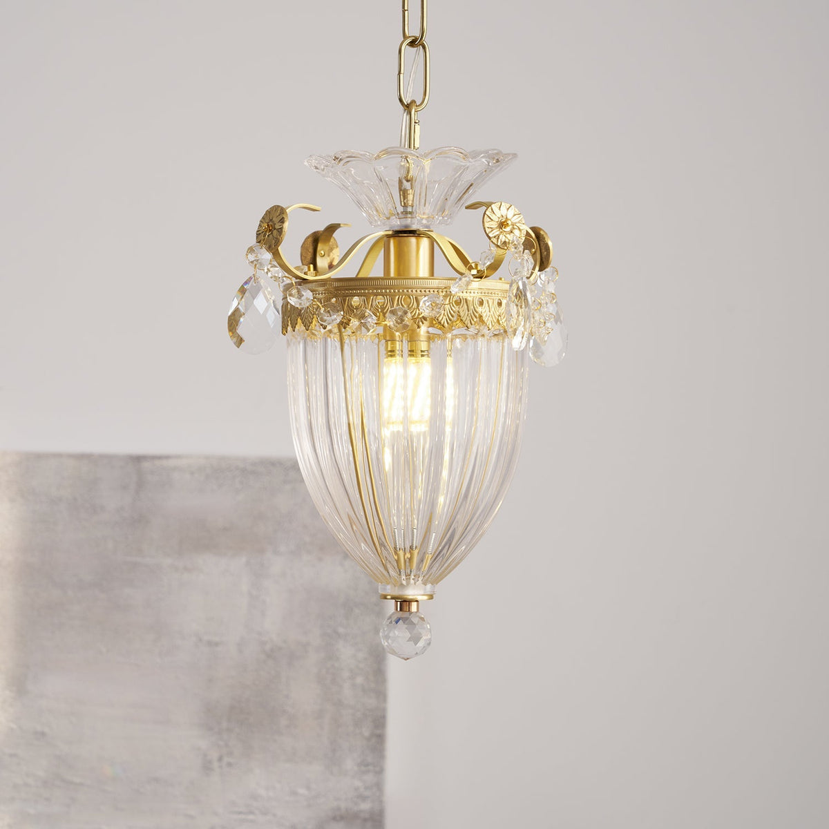 Pendant Lamp Vintage Glamour Crystal Drops Dining Table Accent