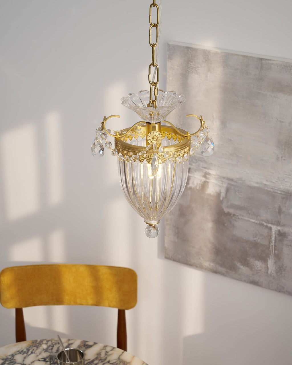Pendant Lamp Vintage Glamour Crystal Drops Dining Table Accent