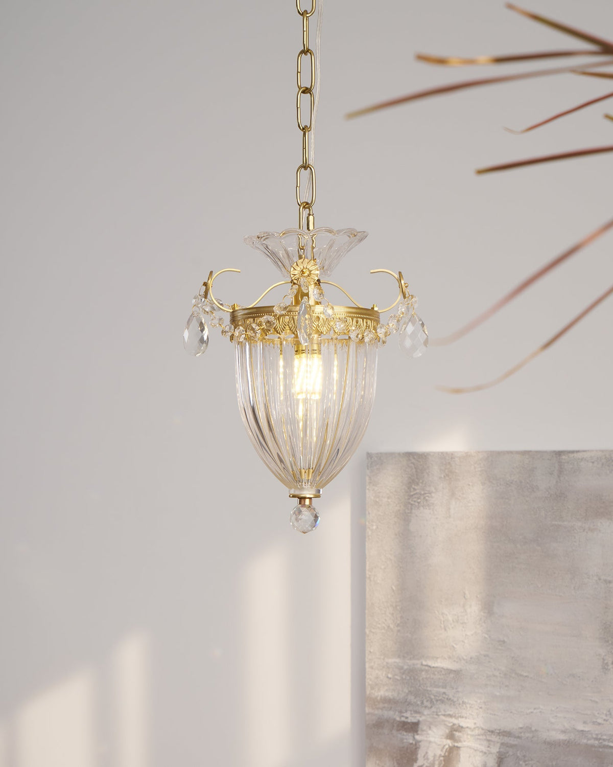 Pendant Lamp Vintage Glamour Crystal Drops Dining Table Accent