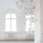 Chandelier Mesh Glass Orbs Cluster Frame Modern Minimalist