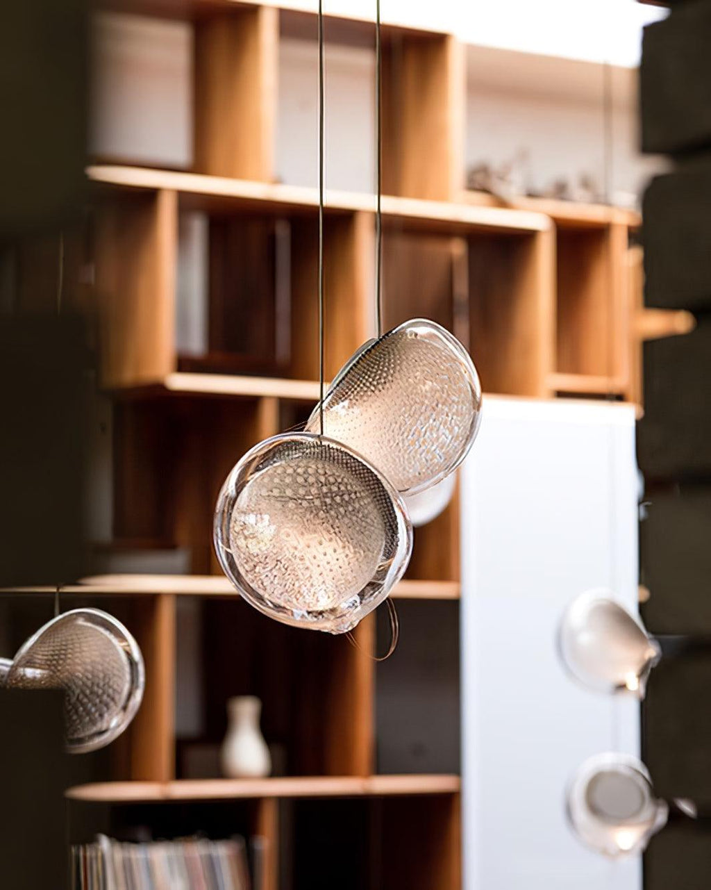 Chandelier Mesh Glass Orbs Cluster Frame Modern Minimalist
