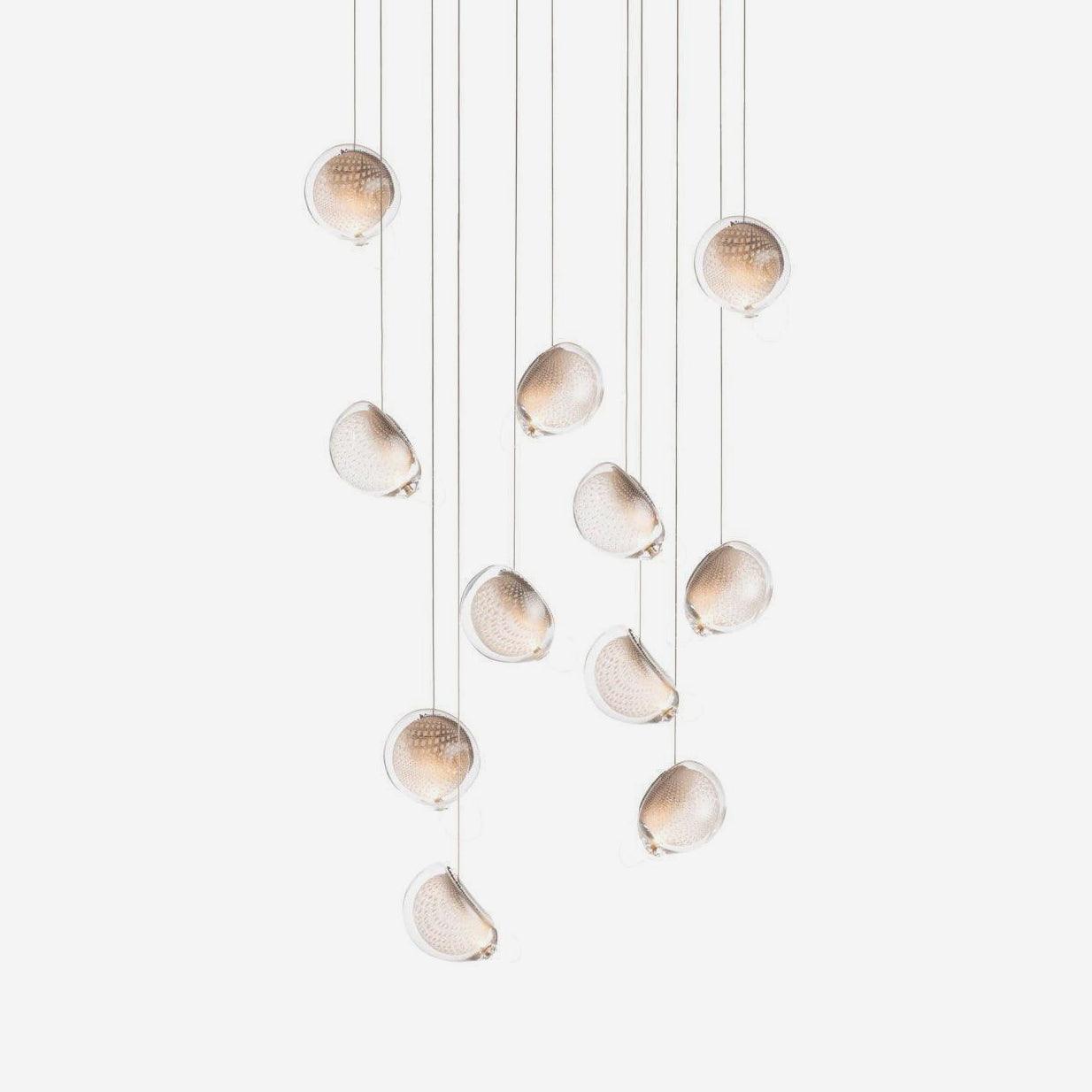 Chandelier Mesh Glass Orbs Cluster Frame Modern Minimalist