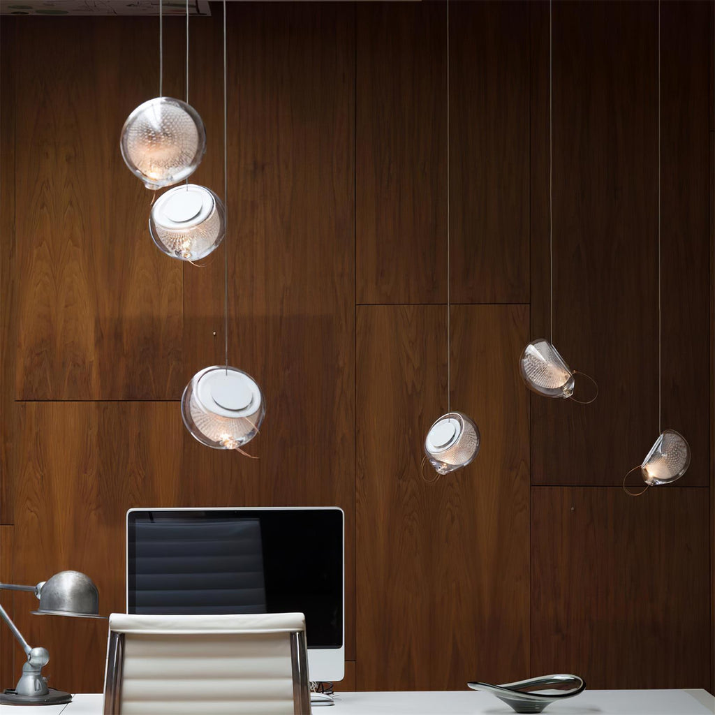 Chandelier Mesh Glass Orbs Cluster Frame Modern Minimalist