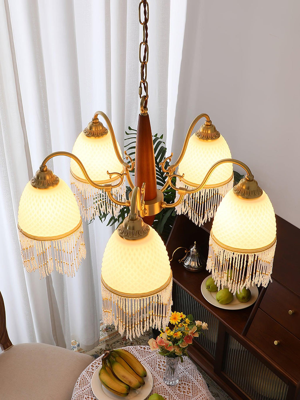 Aurora Chandelier Tassel Glass Vintage