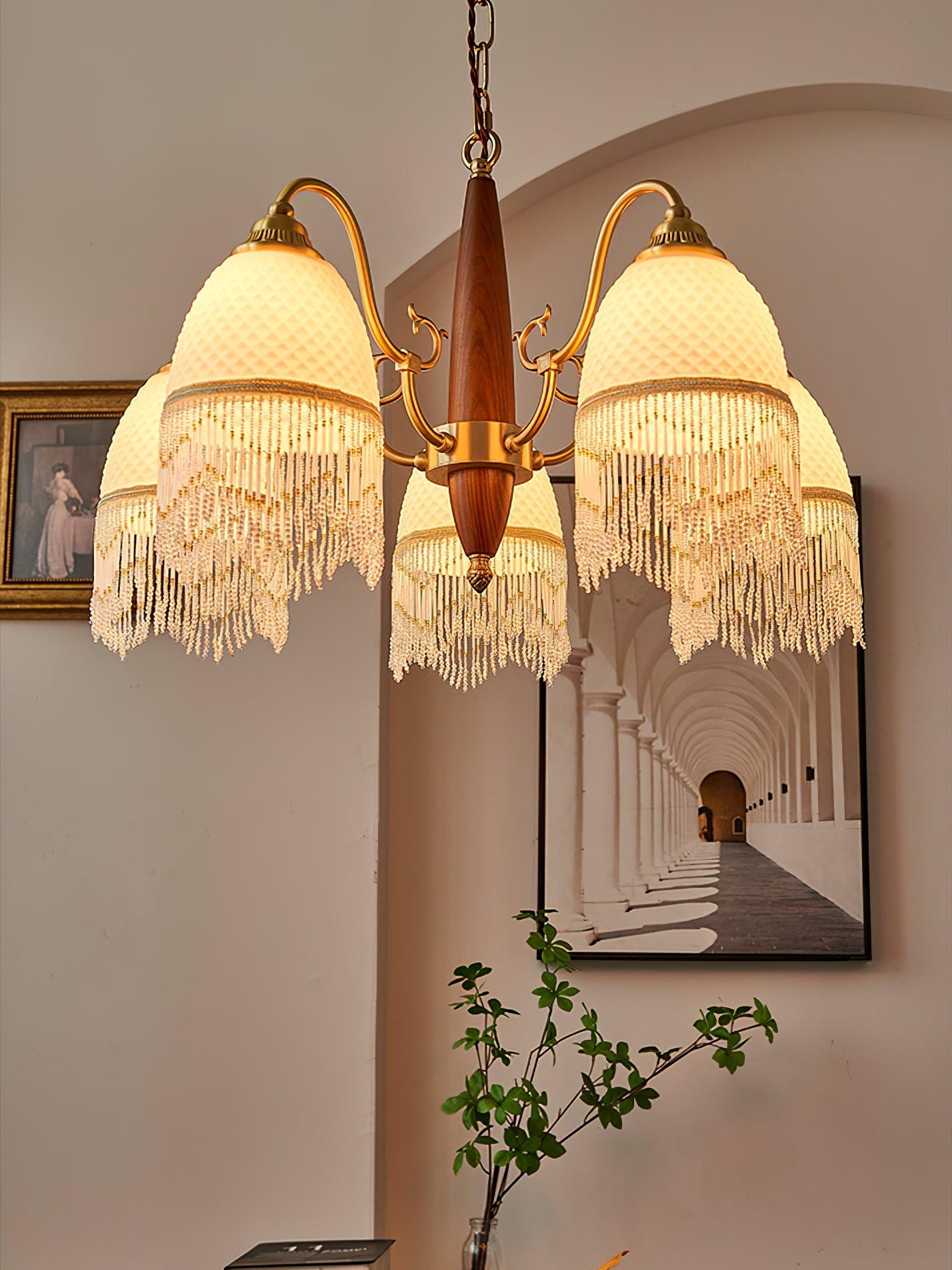 Aurora Chandelier Tassel Glass Vintage
