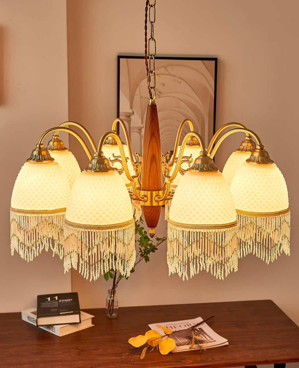Aurora Chandelier Tassel Glass Vintage