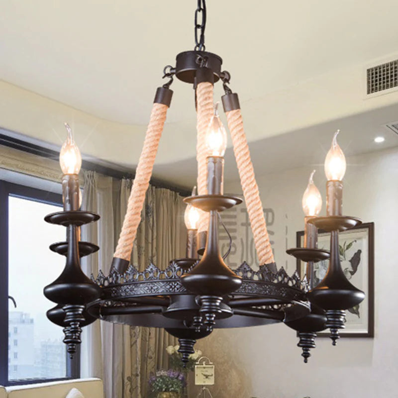 Epoch Retro Candle Chandelier Rope Restaurant Bar