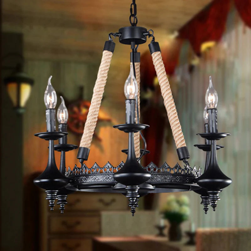 Epoch Retro Candle Chandelier Rope Restaurant Bar