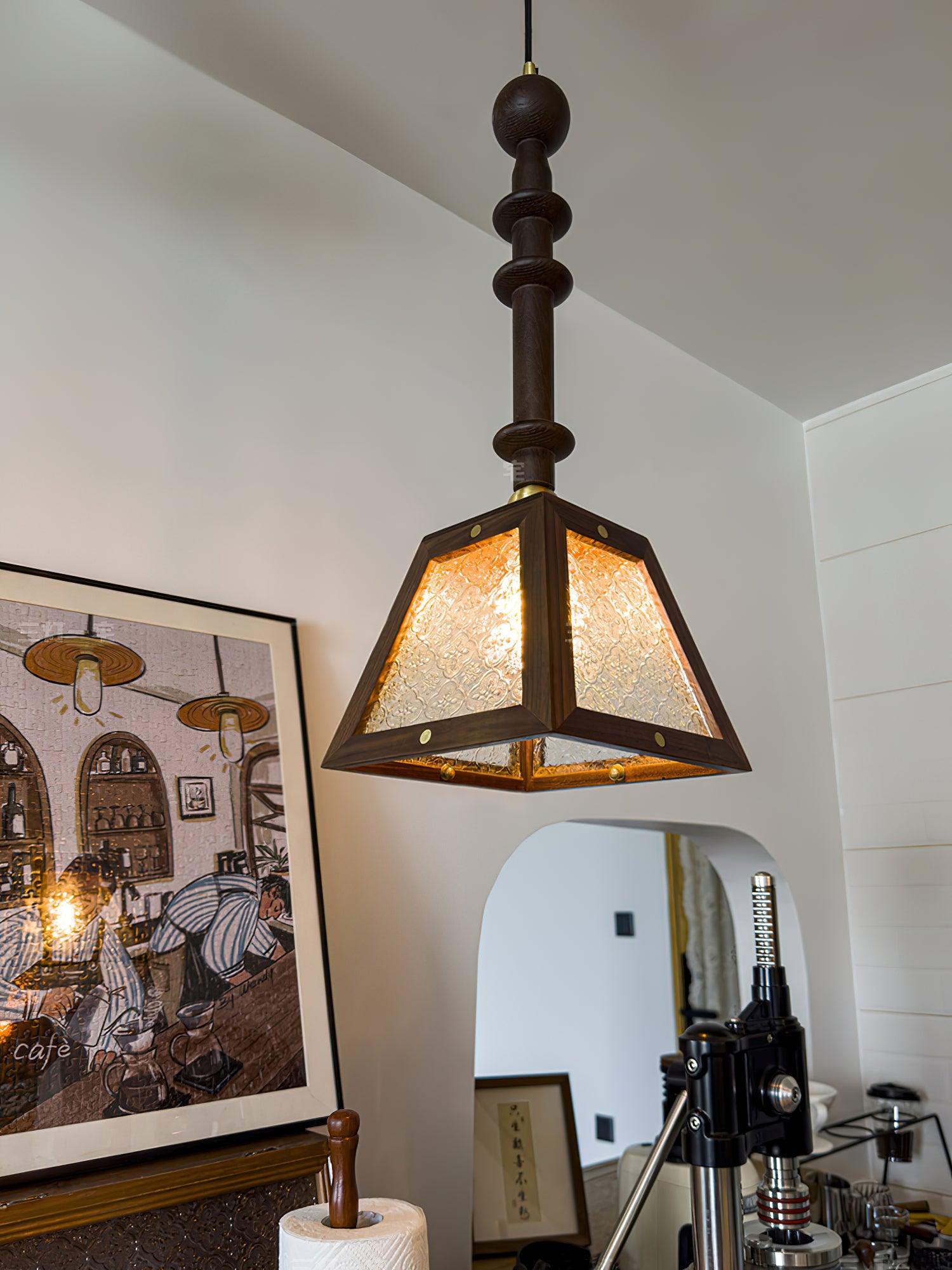 Alsorisra Elegance Vintage Glass Wood Pendant Light