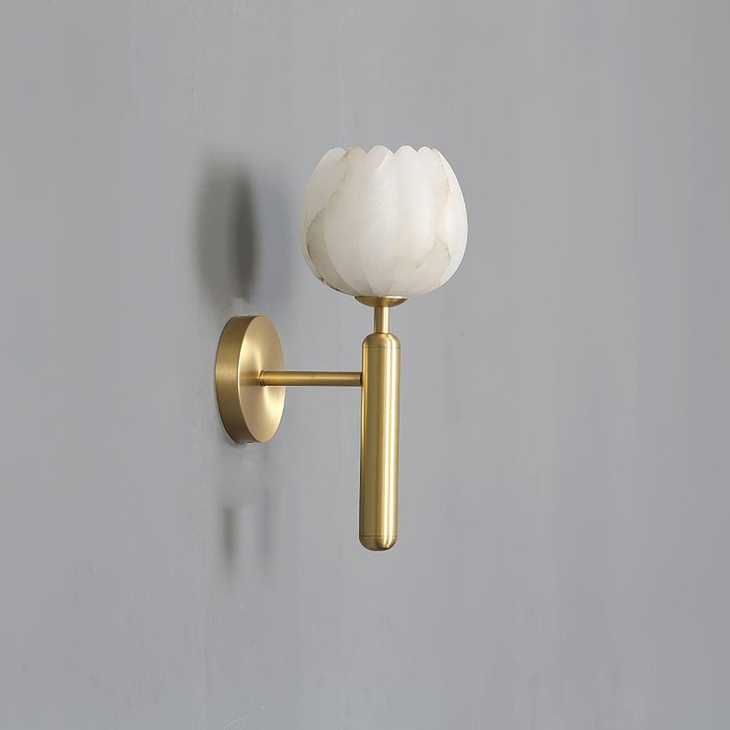 Eurzorion Floral Alabaster Brass Wall Light
