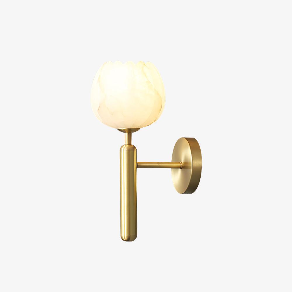 Eurzorion Floral Alabaster Brass Wall Light