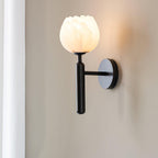 Eurzorion Floral Alabaster Brass Wall Light