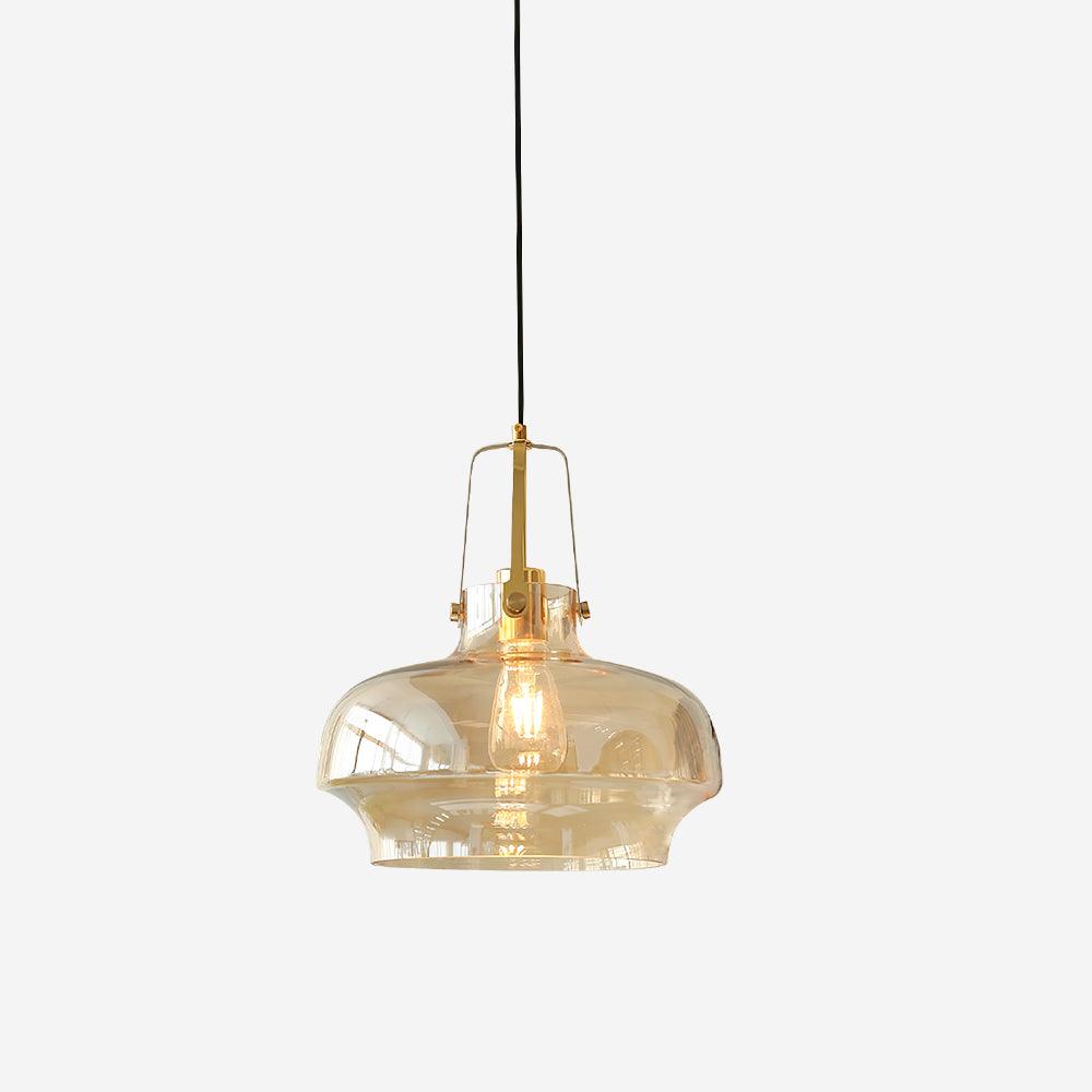 Aurelin Amber Glass Pendant Light with Brass Fittings