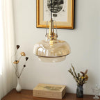 Aurelin Amber Glass Pendant Light with Brass Fittings