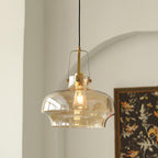 Aurelin Amber Glass Pendant Light with Brass Fittings