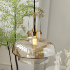 Aurelin Amber Glass Pendant Light with Brass Fittings