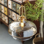 Aurelin Amber Glass Pendant Light with Brass Fittings