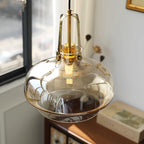 Aurelin Amber Glass Pendant Light with Brass Fittings