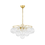 Aurora Chandelier Clear Glass Globe Aged Brass Elegant
