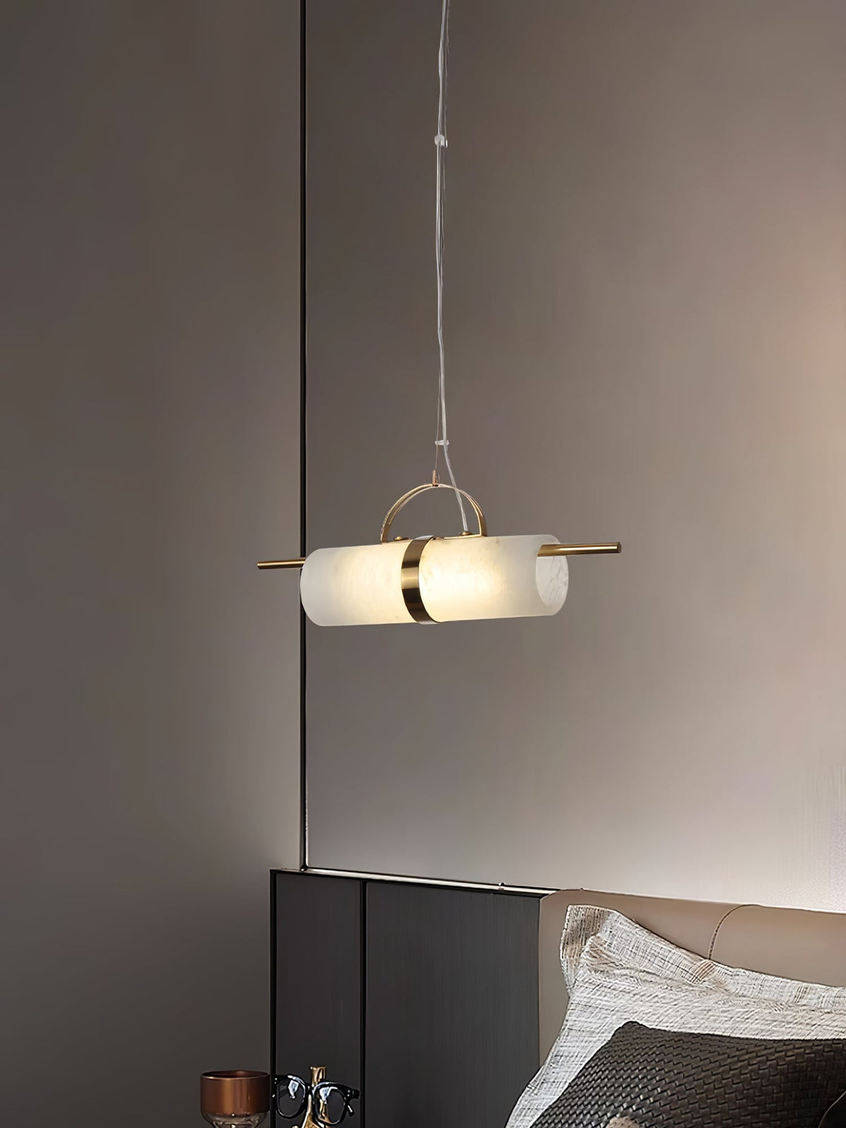 Atheor Modern Minimalist Cylindrical Alabaster Pendant Light