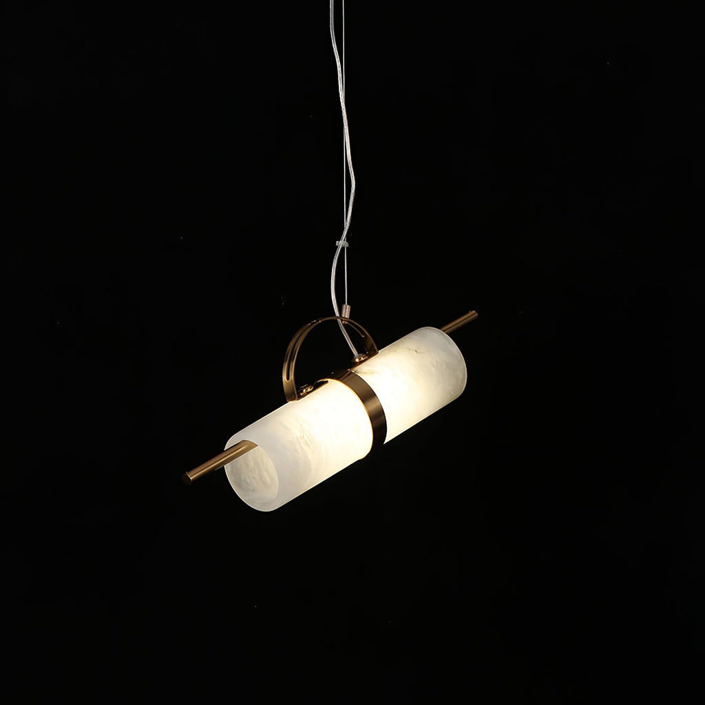 Atheor Modern Minimalist Cylindrical Alabaster Pendant Light