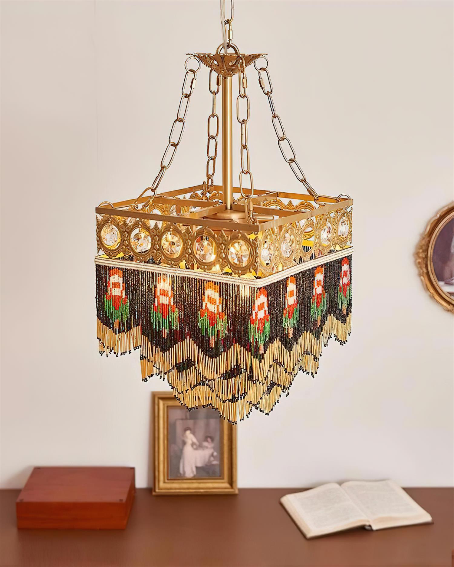 Tiffany Pendant Light Tassel Glass Bohemian