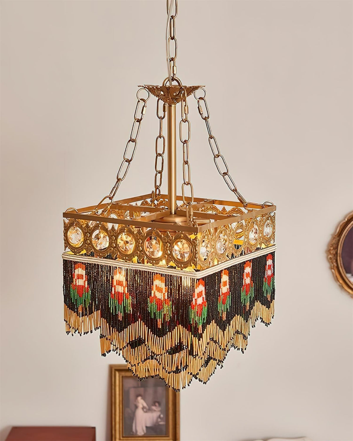Tiffany Pendant Light Tassel Glass Bohemian