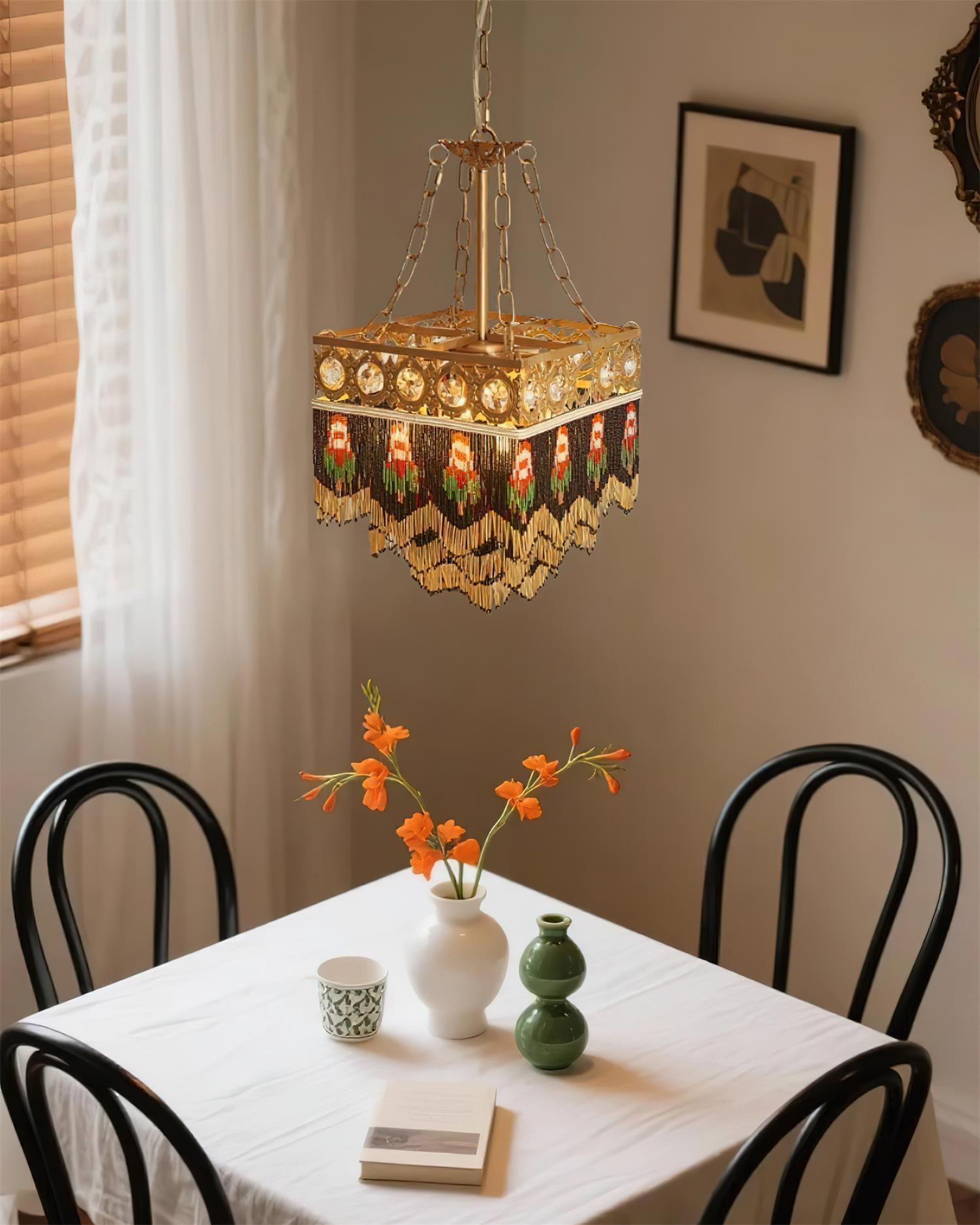 Tiffany Pendant Light Tassel Glass Bohemian