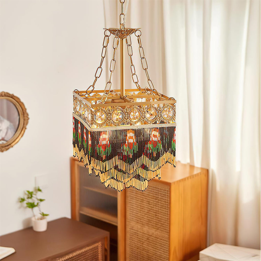Tiffany Pendant Light Tassel Glass Bohemian