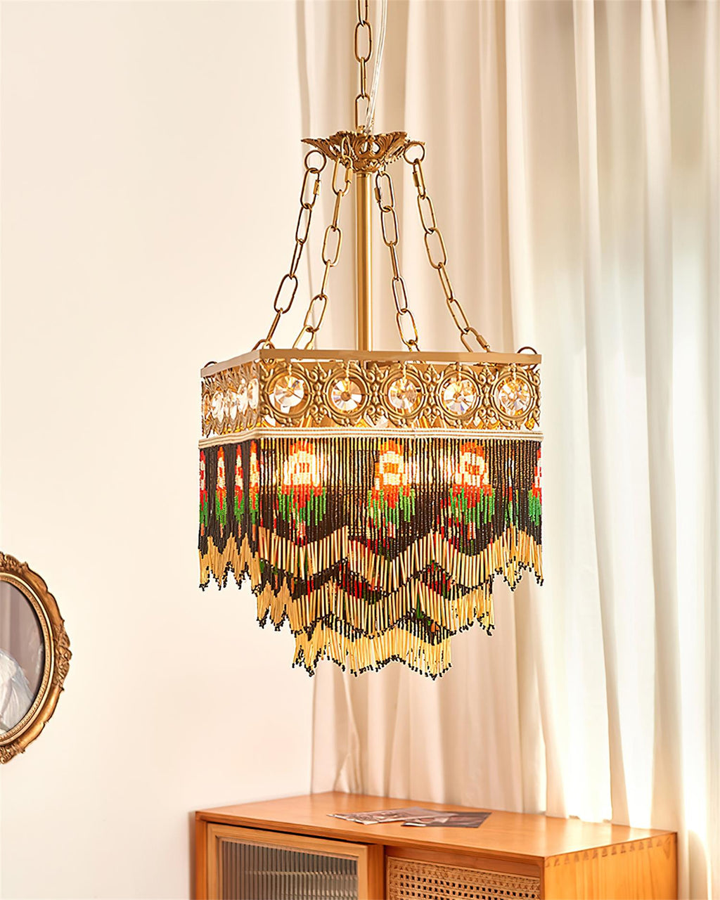 Tiffany Pendant Light Tassel Glass Bohemian