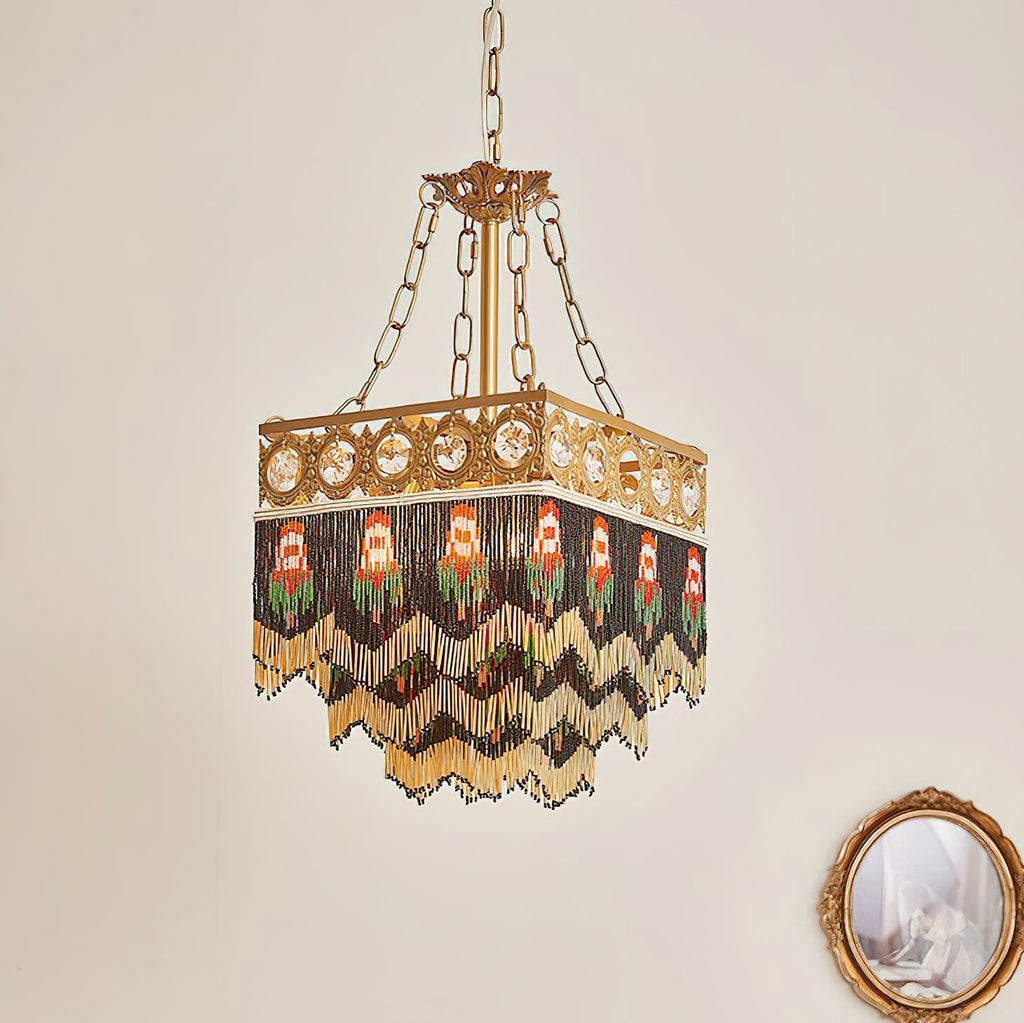 Tiffany Pendant Light Tassel Glass Bohemian