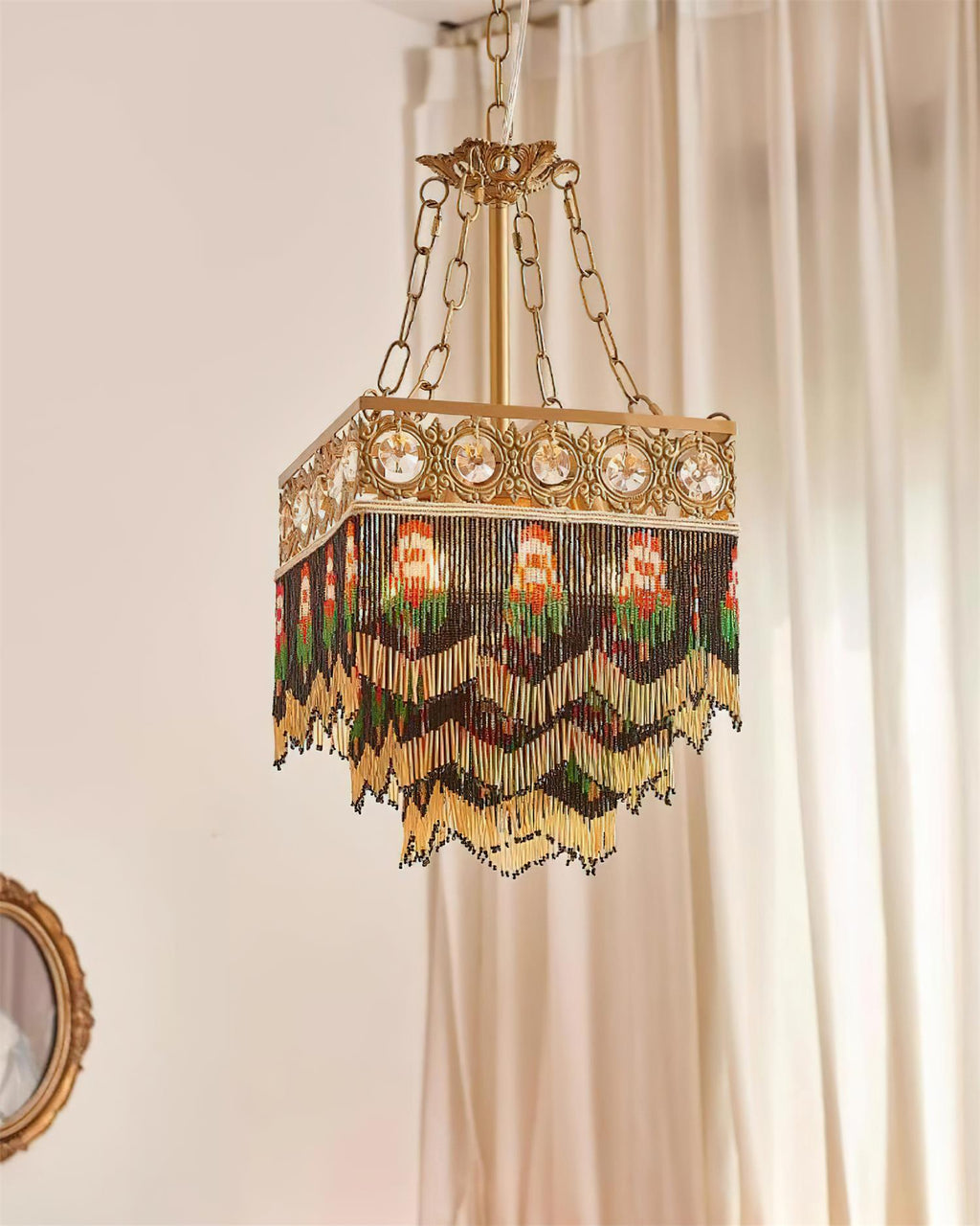 Tiffany Pendant Light Tassel Glass Bohemian