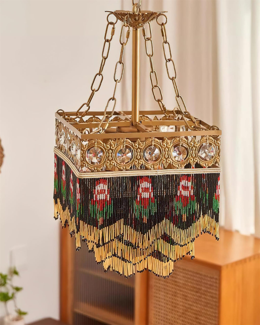 Tiffany Pendant Light Tassel Glass Bohemian