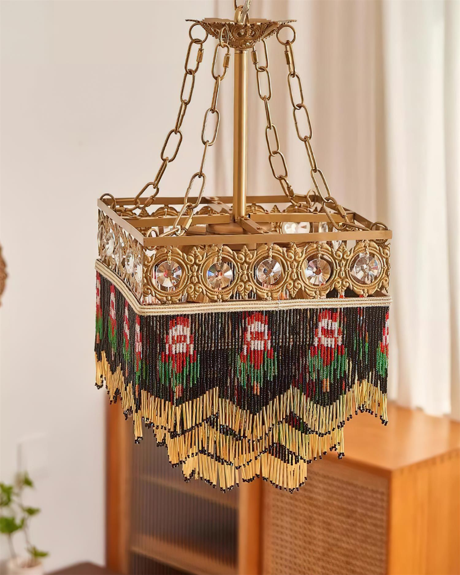 Tiffany Pendant Light Tassel Glass Bohemian