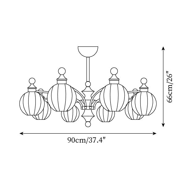 Mirena Chandelier Glass Orb Bronze