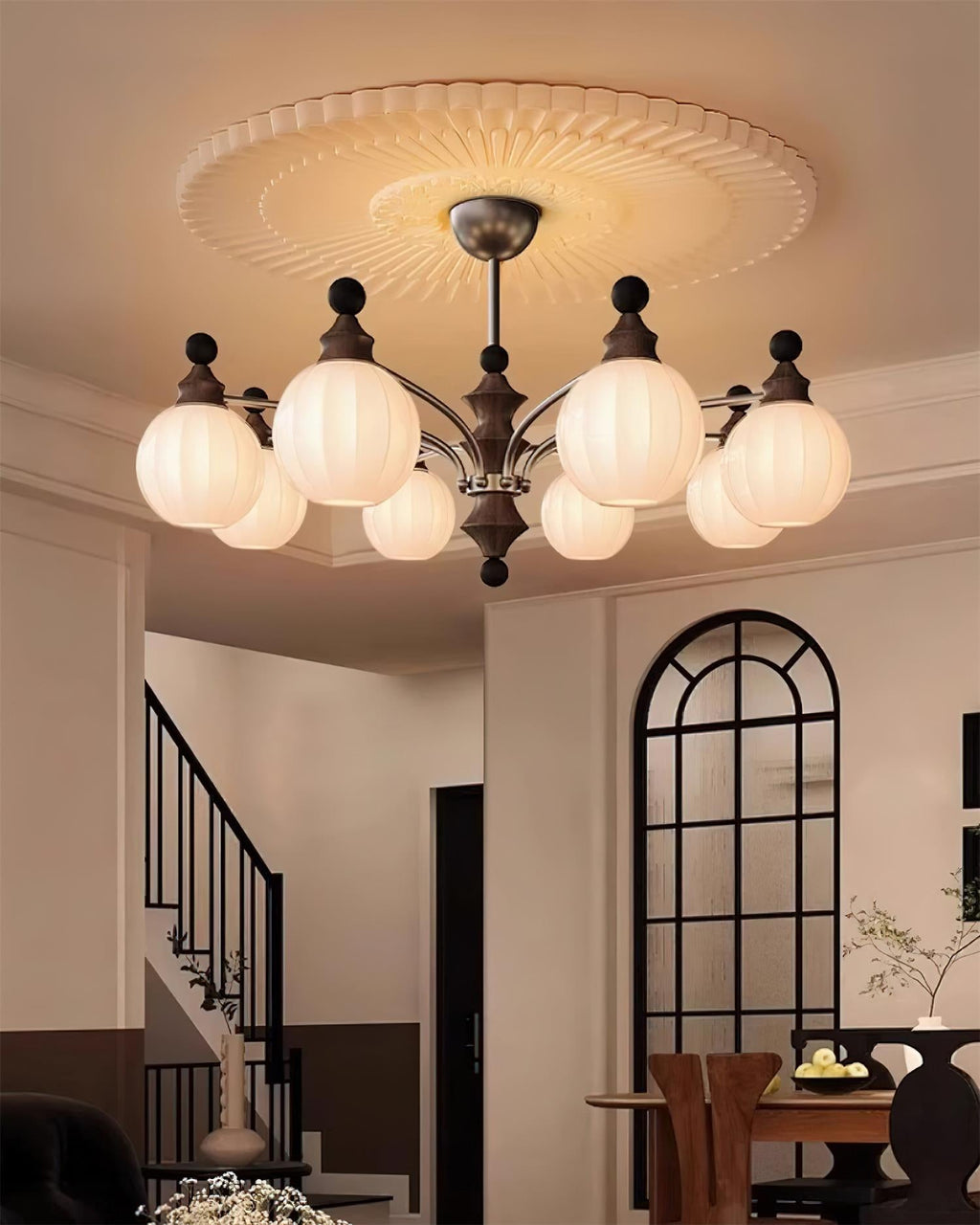 Mirena Chandelier Glass Orb Bronze