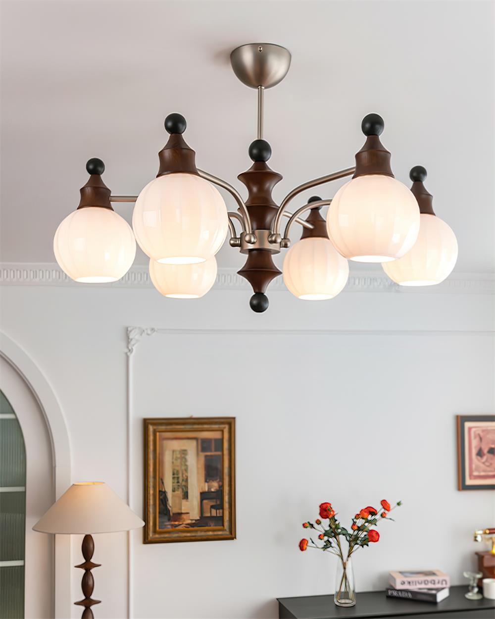 Mirena Chandelier Glass Orb Bronze